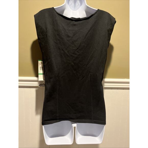 NWT Anne Klein Black Sleeveless Tank Sz L Silk Cotton Blend Round Neck - Picture 7 of 11